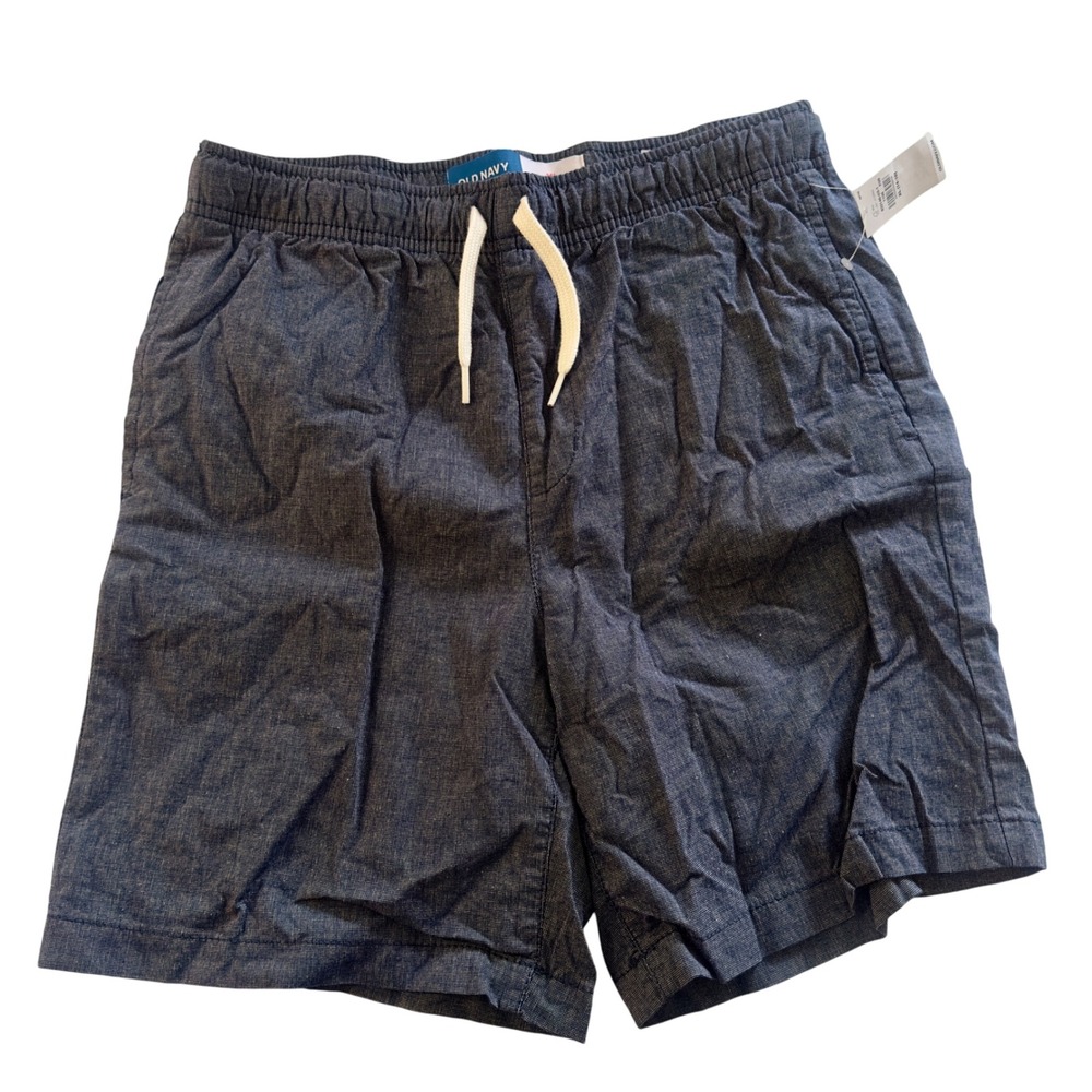 Old Navy Boys Pull On Shorts‎ Dark Wash Chambray Elastic Waist Drawstring XL 14